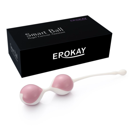 Бело-розовые вагинальные шарики Erokay - 0