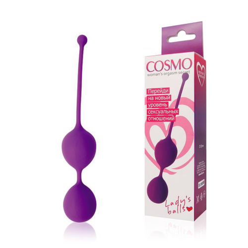 Фиолетовые двойные вагинальные шарики Cosmo с хвостиком для извлечения - 1