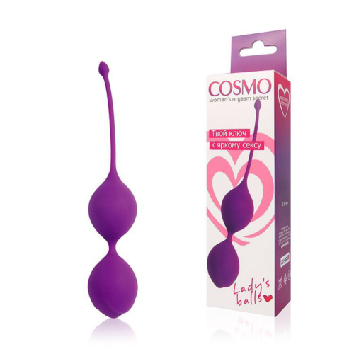 Фиолетовые двойные вагинальные шарики с хвостиком Cosmo - 1