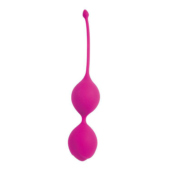 Ярко-розовые двойные вагинальные шарики с хвостиком Cosmo - 0
