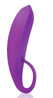 Фиолетовый женский стимулятор с колечком-ручкой - 18 см. - 0