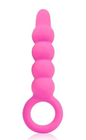 Розовый анальный стимулятор-елочка и ограничителем-колечком - 14,1 см. - 0