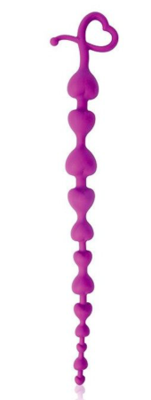 Фиолетовая анальная цепочка с ограничителем - 28 см. - 0