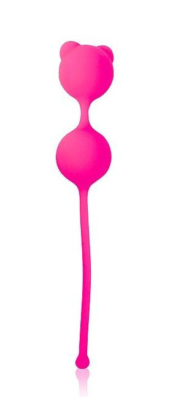 Розовые силиконовые вагинальные шарики на связке с хвостиком - 0