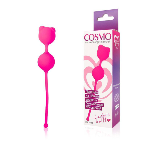 Розовые силиконовые вагинальные шарики на связке с хвостиком - 1