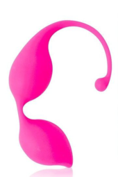Миндалевидные вагинальные шарики розового цвета с хвостиком - 0