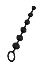 Черная анальная цепочка с шишечками RINGED BEADS - 23 см. - 0
