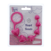 Розовая анальная цепочка с шариками-сердечками HEART BEADS - 23 см. - 1