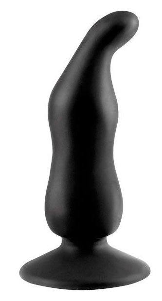 Черная силиконовая анальная втулка с тонким кончиком - 9,5 см. - 0
