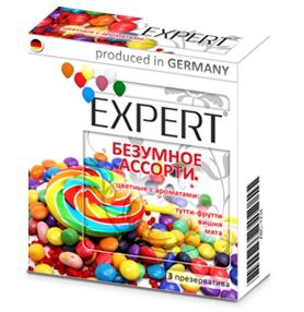 Цветные ароматизированные презервативы Expert Безумное ассорти - 3 шт. - 0
