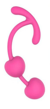 Розовые силиконовые вагинальные шарики с ограничителем - 0