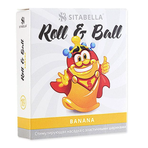 Стимулирующий презерватив-насадка Roll Ball Banana - 0