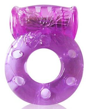 Фиолетовое эрекционное виброкольцо с бабочкой - 0