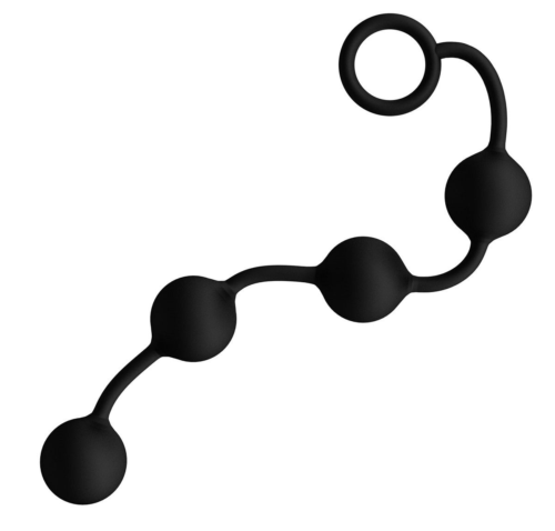 Большая черная анальная цепочка из 4 шариков - 49 см. - 0