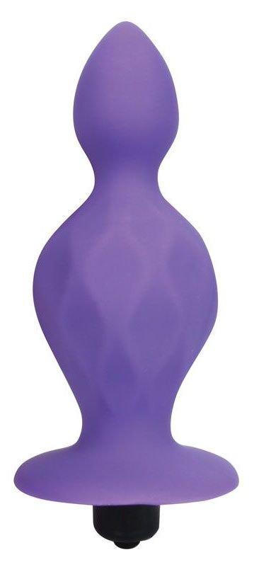 Фиолетовая коническая анальная вибровтулка - 10 см. - 0
