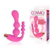 Розовый анально-вагинальный вибратор - 20 см. - 1
