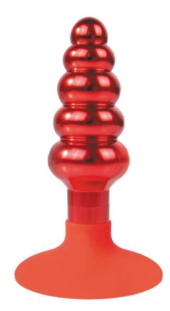 Красная анальная пробка-елочка с круглым ограничителем - 10 см. - 0