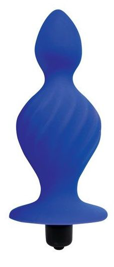 Синяя анальная вибровтулка конической формы - 10 см. - 0