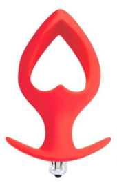 Красная анальная вибровтулка в форме сердечка - 14 см. - 0