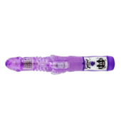 Фиолетовый вибратор с клиторальной бабочкой, ротацией и движением Up/Down - 24 см. - 2
