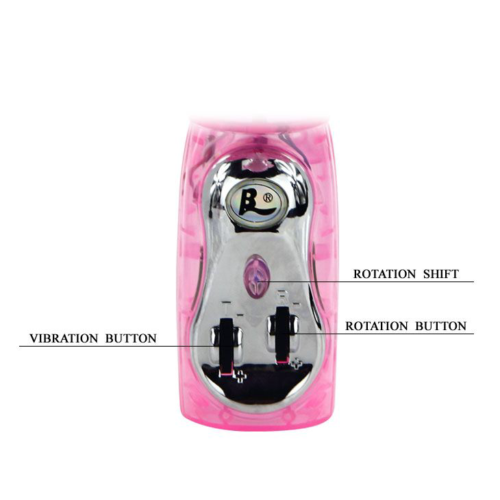 Розовый вибратор-ротатор Butterfly с клиторальной бабочкой - 25,5 см. - 4