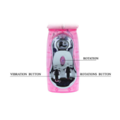 Розовый вибратор-ротатор с бусинами и клиторальным стимулятором - 26 см. - 4