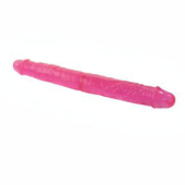 Розовый двухголовый гнущийся фаллоимитатор - 37,4 см. - 3