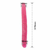 Розовый двухголовый гнущийся фаллоимитатор - 37,4 см. - 2