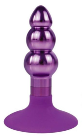 Фиолетовая анальная пробка-елочка с круглым ограничителем - 9 см. - 0