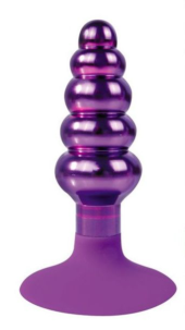 Фиолетовая анальная пробка-елочка с круглым ограничителем - 10 см. - 0