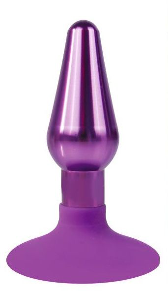 Фиолетовая конусовидная анальная пробка - 9 см. - 0