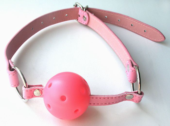 Розовый пластиковый кляп-шарик Ball Gag - 0