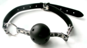 Чёрный кляп-шарик Ball Gag на ремешках с леопардовым принтом - 0