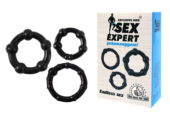 Набор из трех черных эрекционных колец Sex Expert - 1