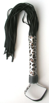 Черная плетка Notabu с леопардовой рукоятью - 50 см. - 0