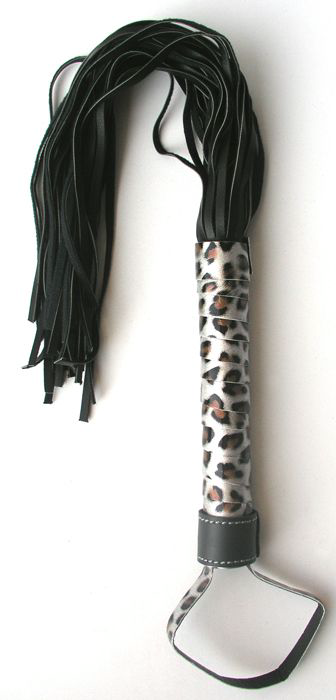 Черная плетка Notabu с леопардовой рукоятью - 50 см.