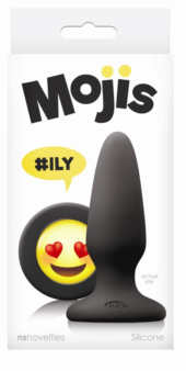 Черная силиконовая пробка среднего размера Emoji ILY - 10,2 см. - 1