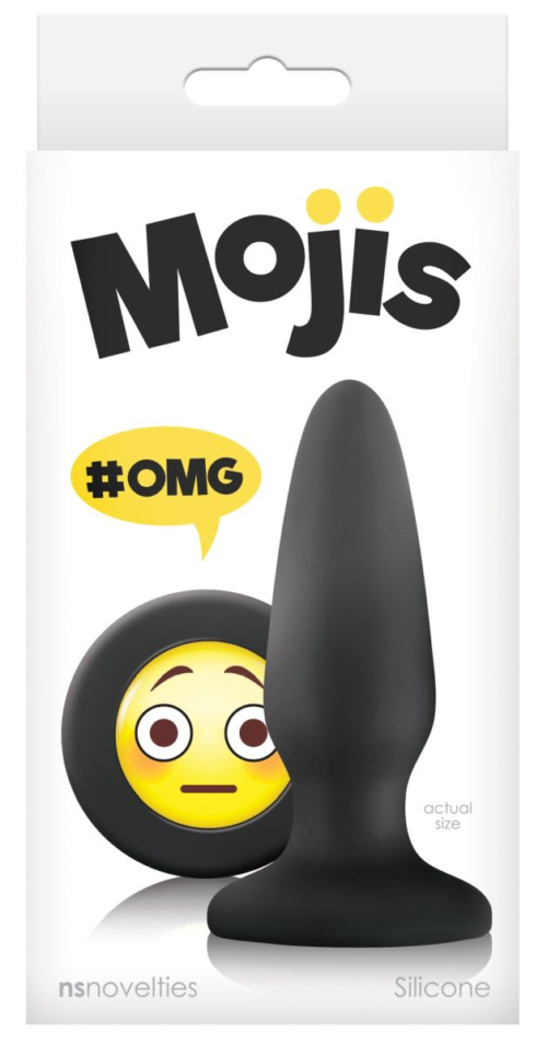 Черная силиконовая пробка среднего размера Emoji OMG - 10,2 см. - 1
