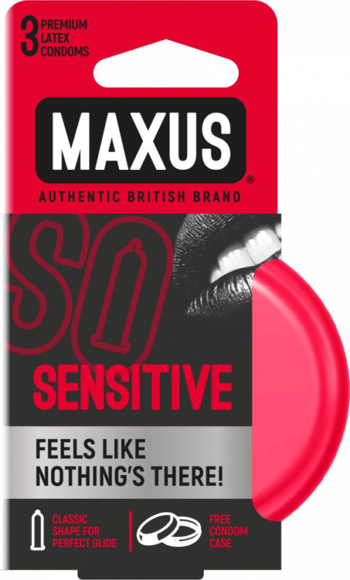 Ультратонкие презервативы в железном кейсе MAXUS Sensitive - 3 шт. - 0
