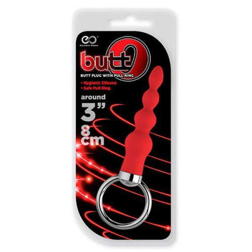 Красная анальная цепочка с колечком BUTT O 3INCH BUTT PLUG - 1