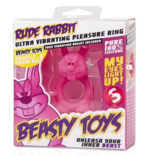 Розовое виброкольцо на пенис Rude Rabbit - 1