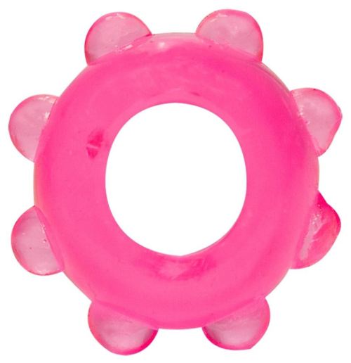 Розовое эрекционное кольцо с шишечками - 0