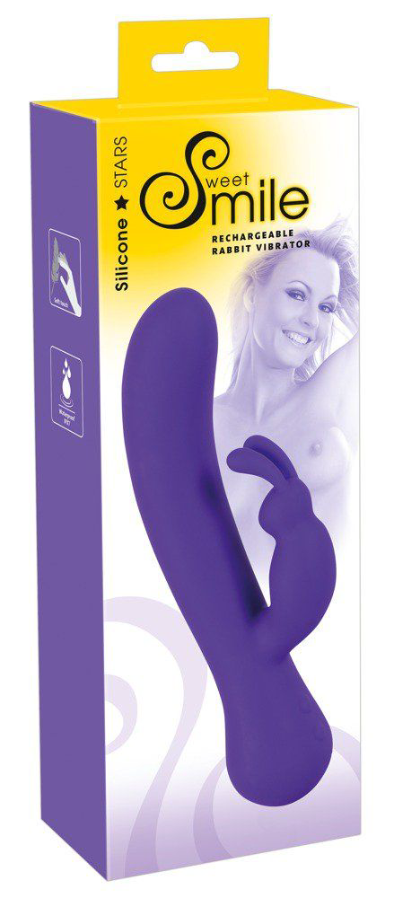 Фиолетовый вибратор с клиторальным стимулятором Rechargeable Rabbit - 20,7 см. - 2