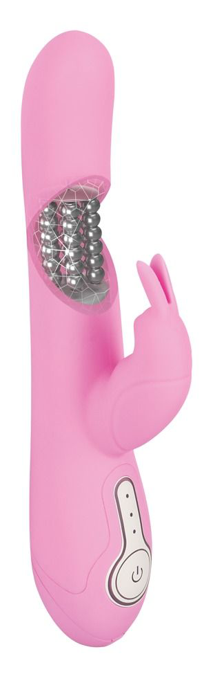 Нежно-розовый вибратор с клиторальным отростком The Intelligent Rabbit - 22,3 см. - 1
