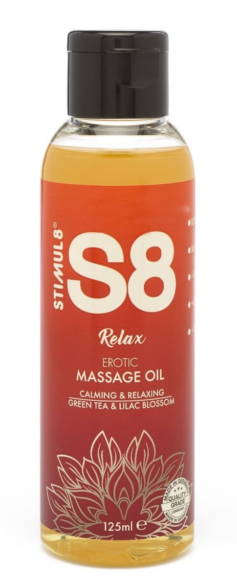 Массажное масло S8 Massage Oil Relax с ароматом зеленого чая и сирени - 125 мл. - 0