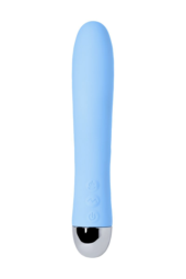 Голубой силиконовый вибратор с функцией нагрева и пульсирующими шариками FAHRENHEIT - 19 см. - 4