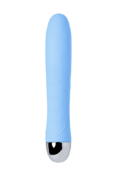 Голубой силиконовый вибратор с функцией нагрева и пульсирующими шариками FAHRENHEIT - 19 см. - 2