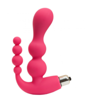 Розовый анально-вагинальный вибромассажер - 17 см. - 0