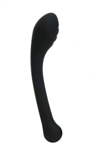 Черный фаллоимитатор с изогнутой головкой - 18 см.