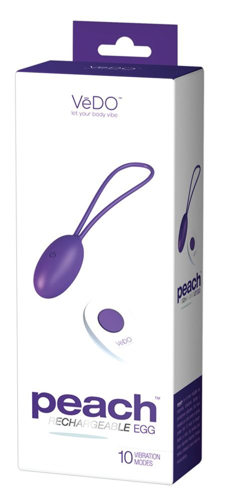 Фиолетовое виброяйцо VeDO Peach с пультом ДУ - 2